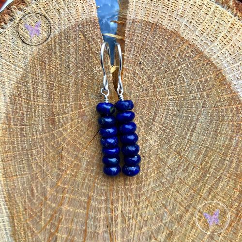 Lapis Lazuli Discs Drop Earrings